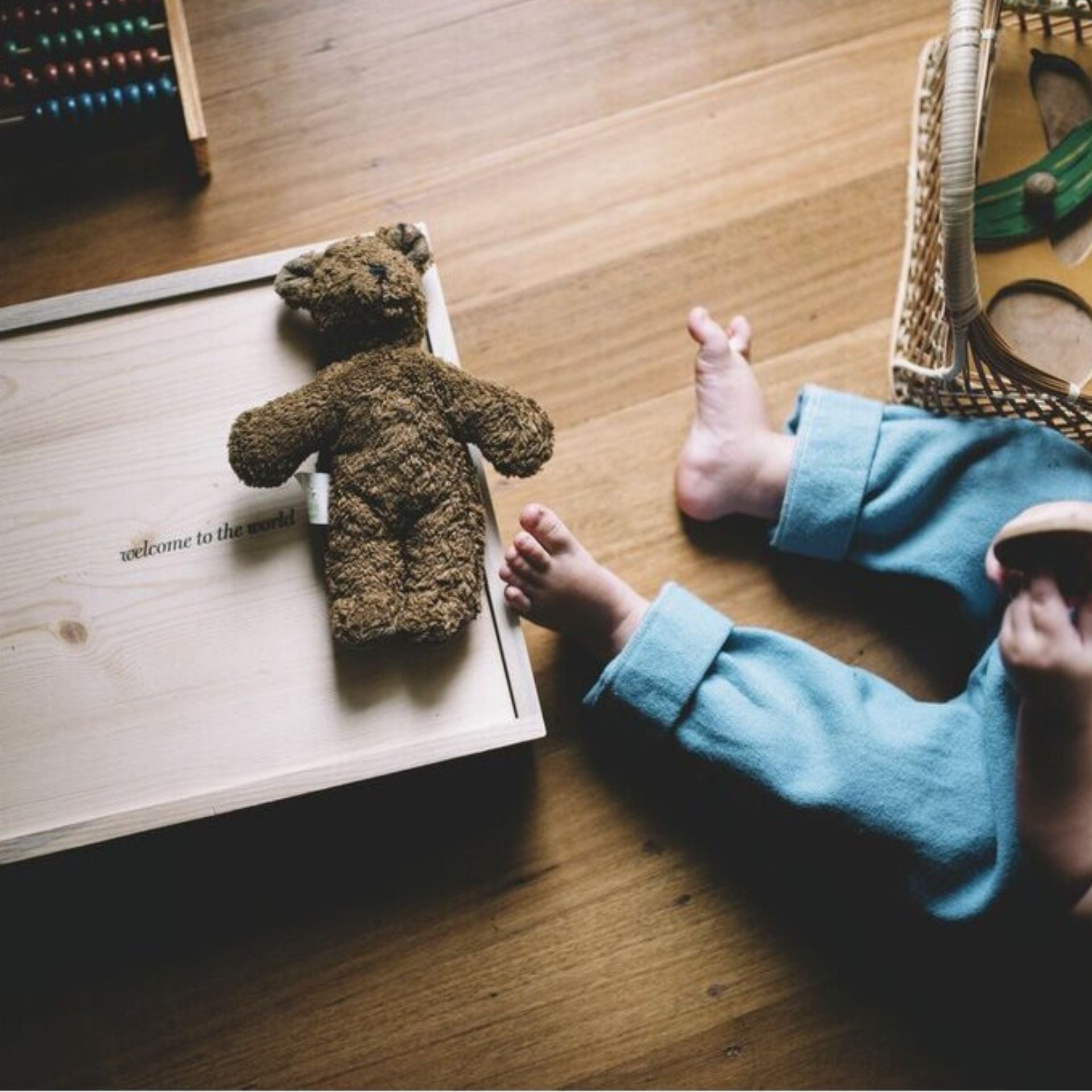 Mini teddybjørn - økologisk bomull