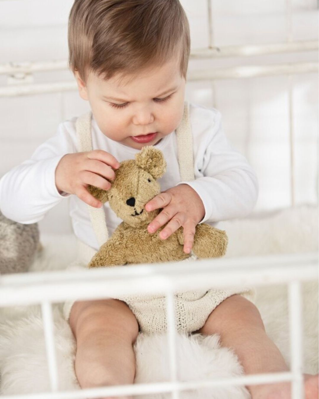 Mini teddybjørn - økologisk bomull