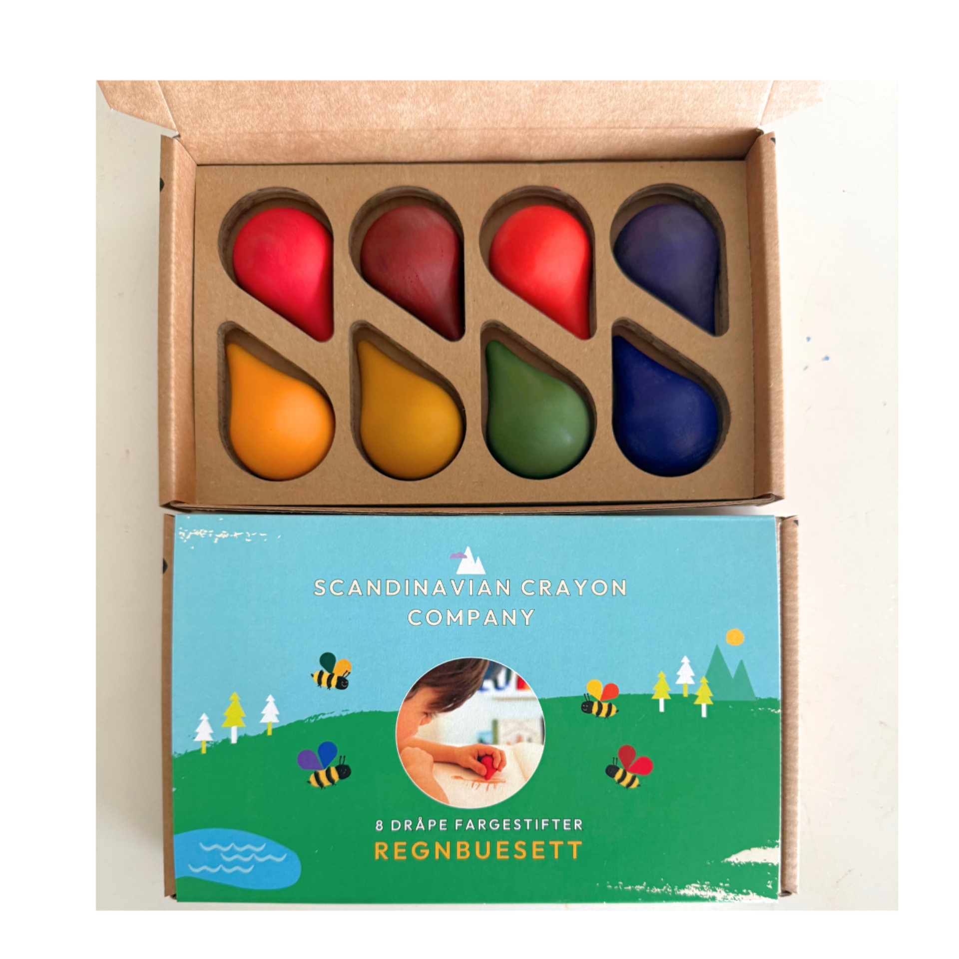 Regnbuesett - 8 dråpe fargestifter