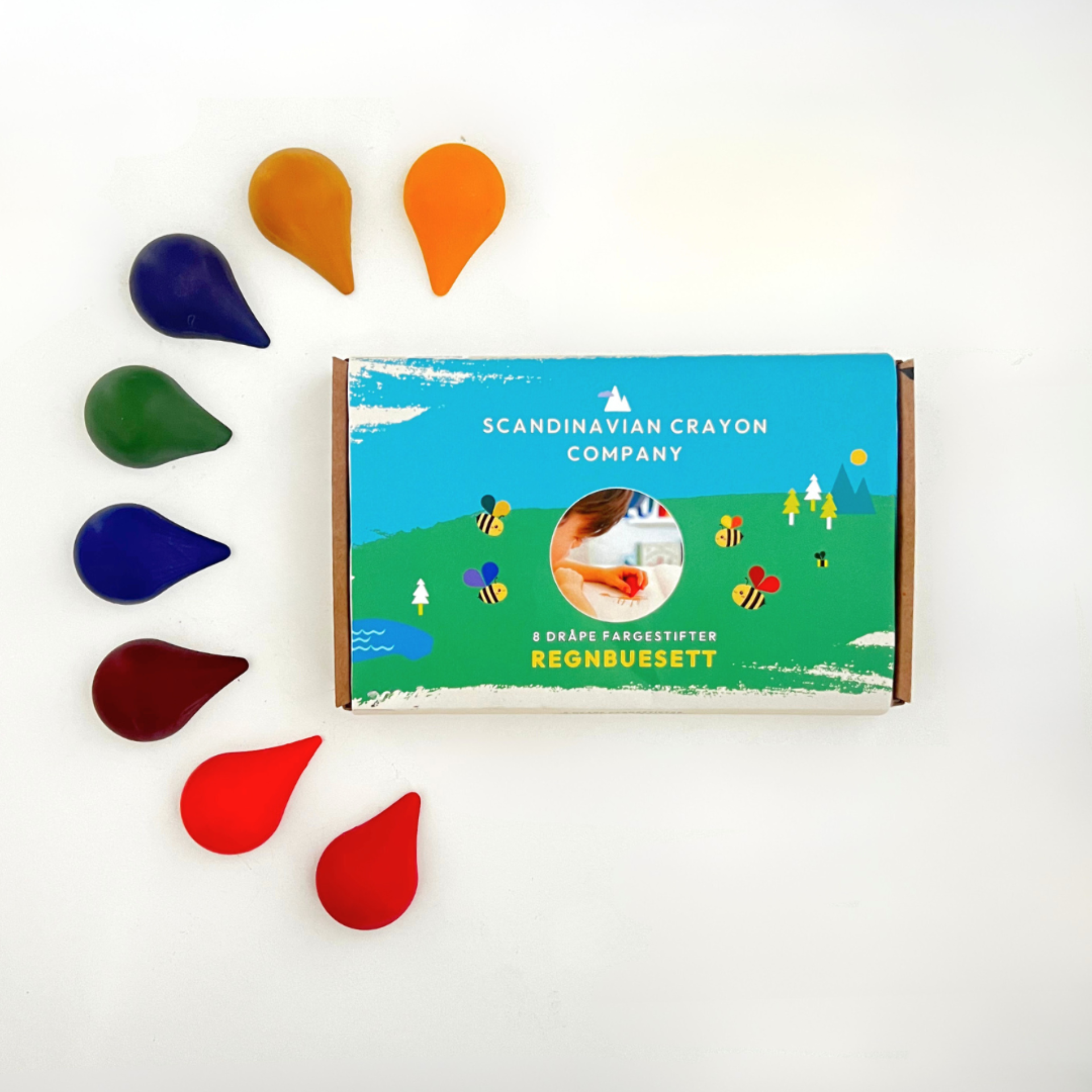 Regnbuesett - 8 dråpe fargestifter